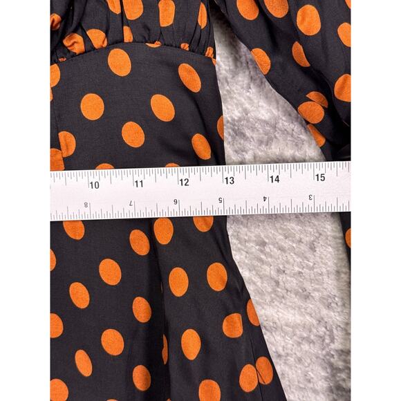 For Love & Lemons Dress Small Womens Black Polka Dot Satin Cutout Mini - Picture 6 of 11